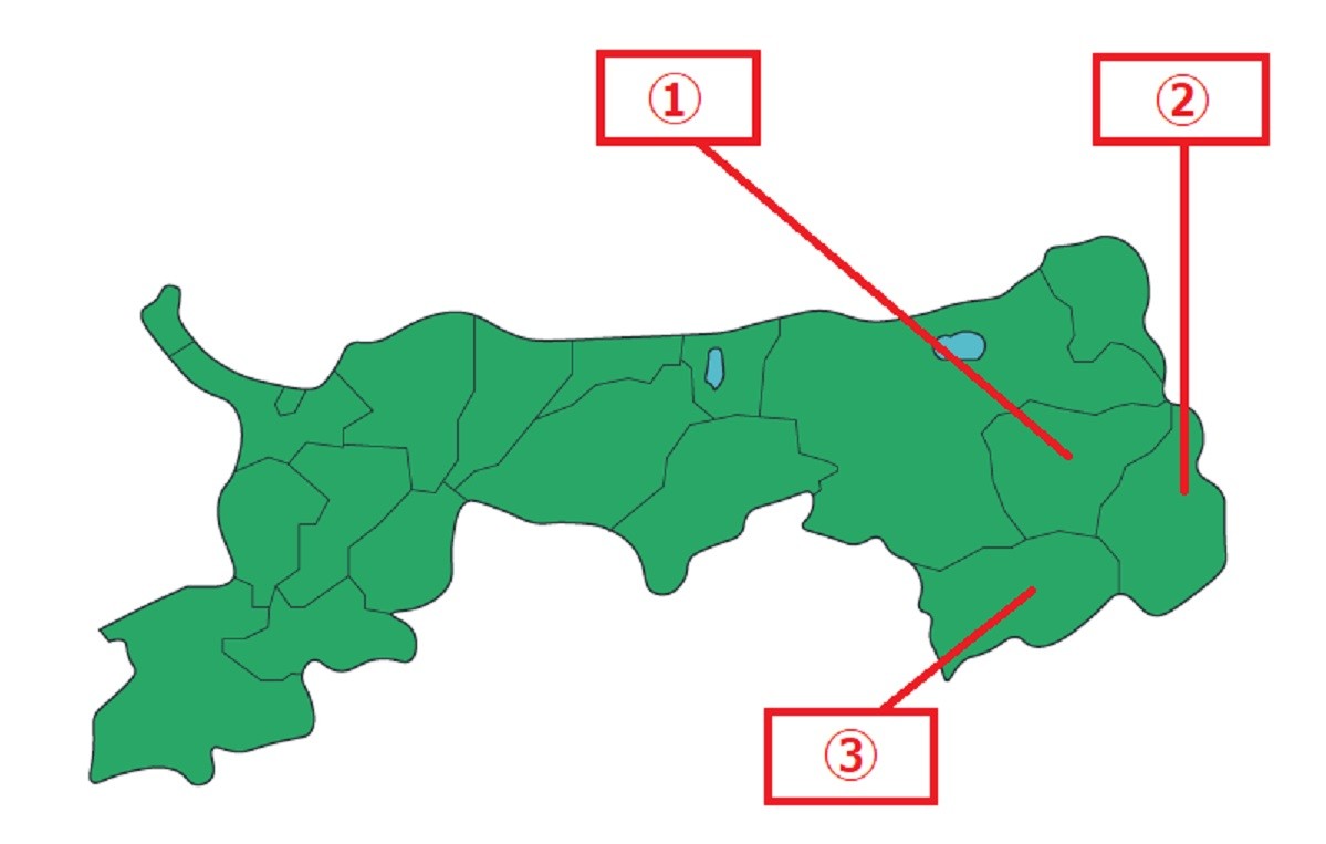 鳥取県のご当地クイズの智頭町・八頭町・若桜町の場所について