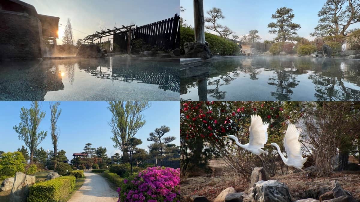 鳥取県湯梨浜町の東郷湖畔に立つ老舗温泉宿『湖泉閣 養生館』の各露天風呂