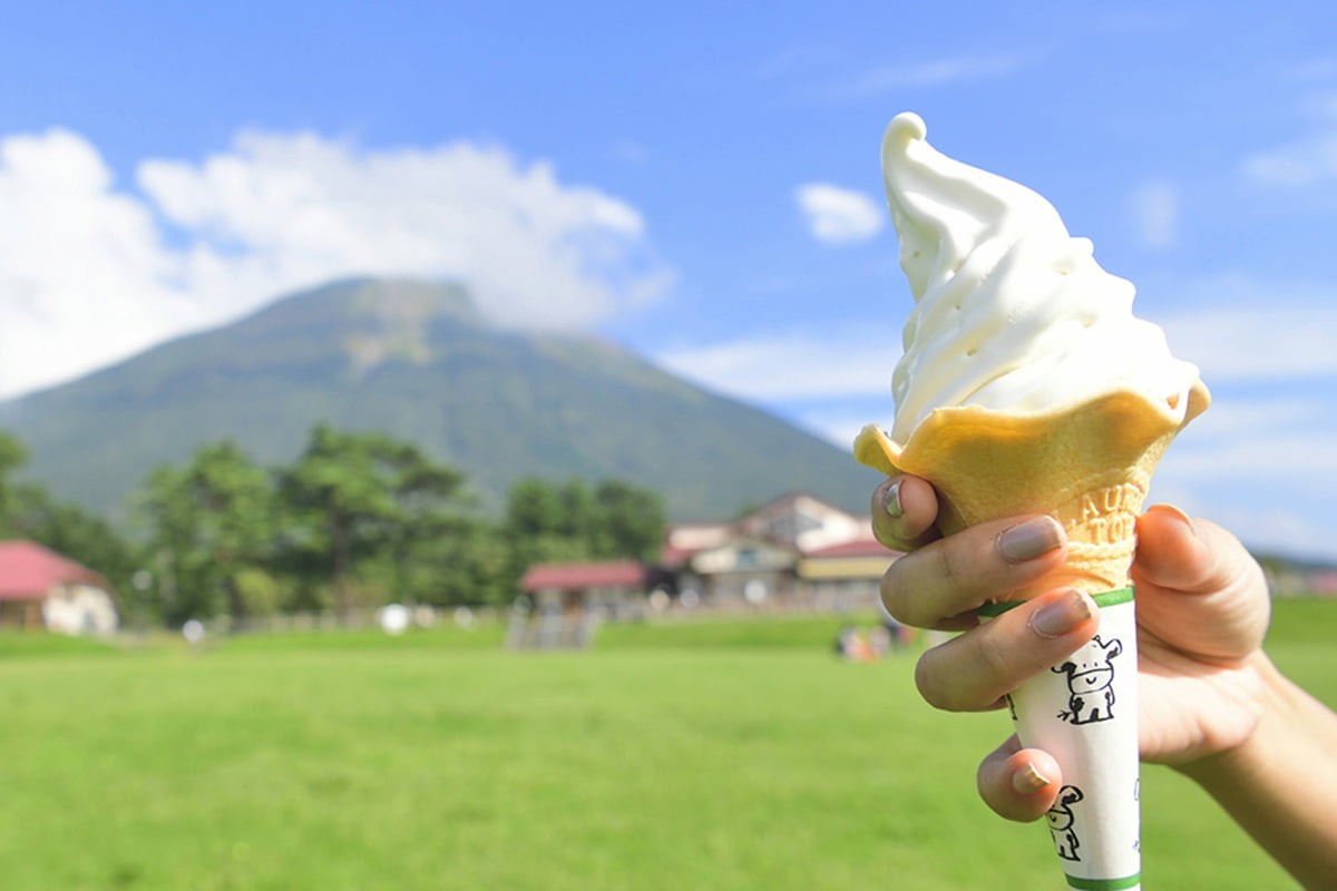 鳥取県西伯郡の「大山まきば みるくの里」のソフトクリームの写真
