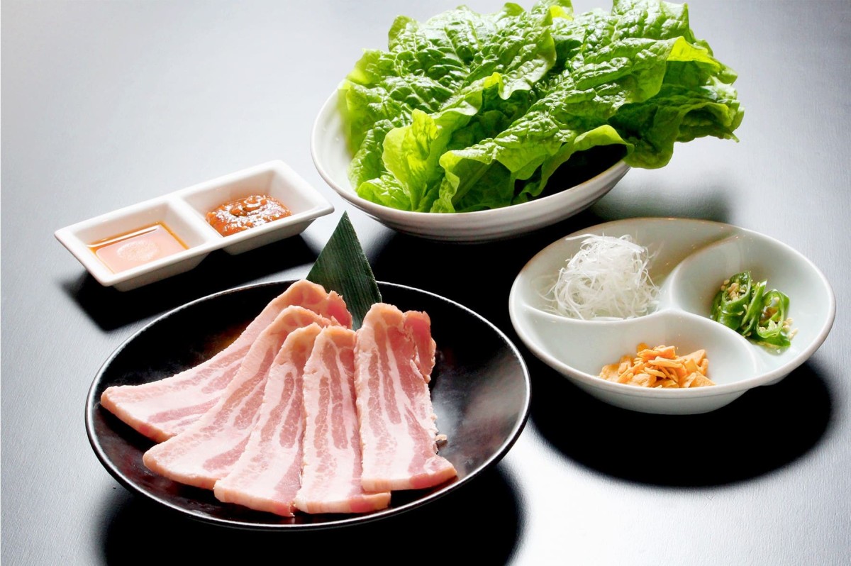 鳥取県米子市の『焼肉・韓国料理がんばりや』のランチ「サムギョプサル定食」