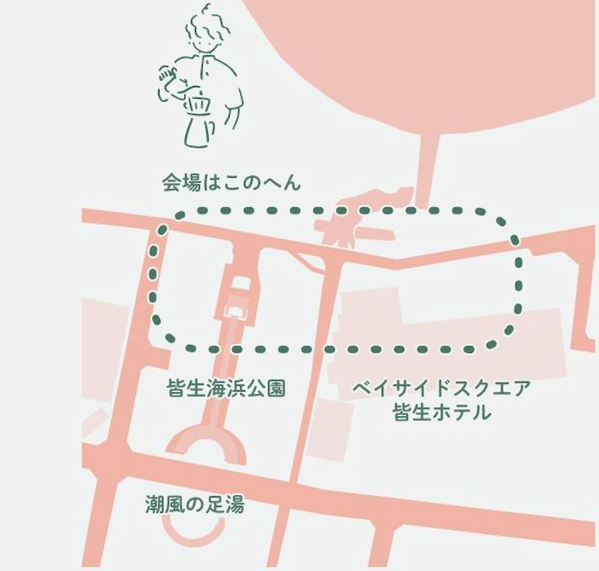 米子市の皆生温泉で2023年4月22日（土）に開催されるイベント「ぐるぐるかいけ」の周辺地図