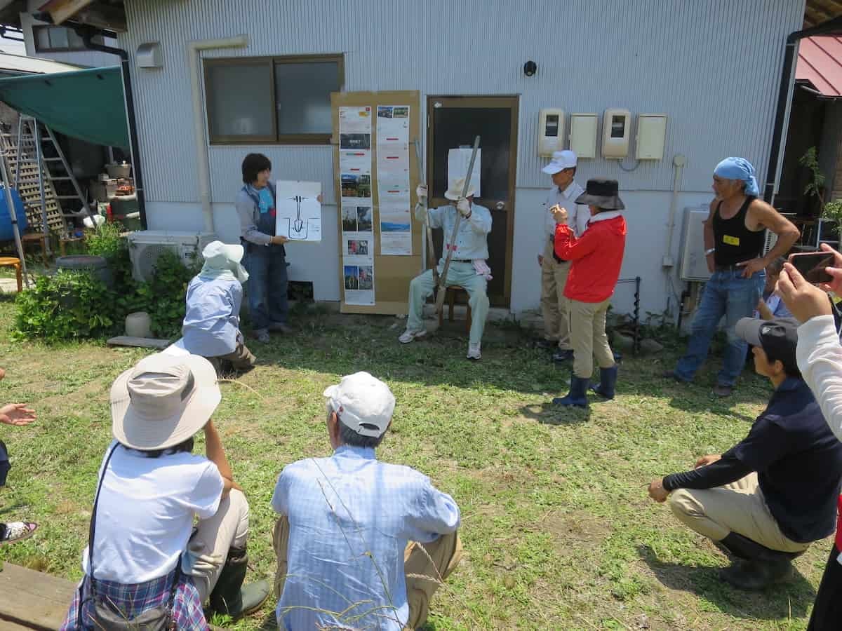 島根県出雲市にある「NPO法人かえる倶楽部」で開催された井戸掘りワークショップの様子
