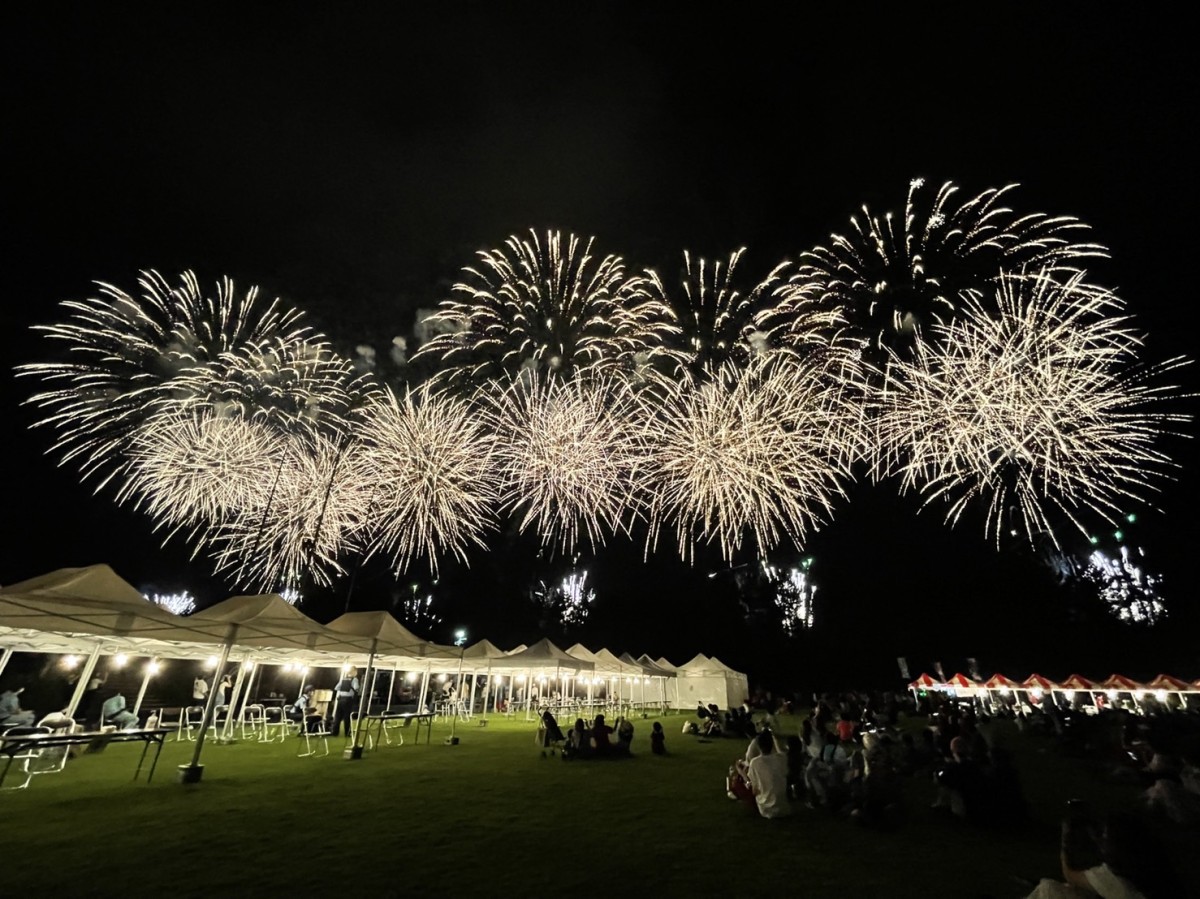 鳥取県北栄町で開催される夏祭り「北栄砂丘まつり」の過去開催時の花火の様子