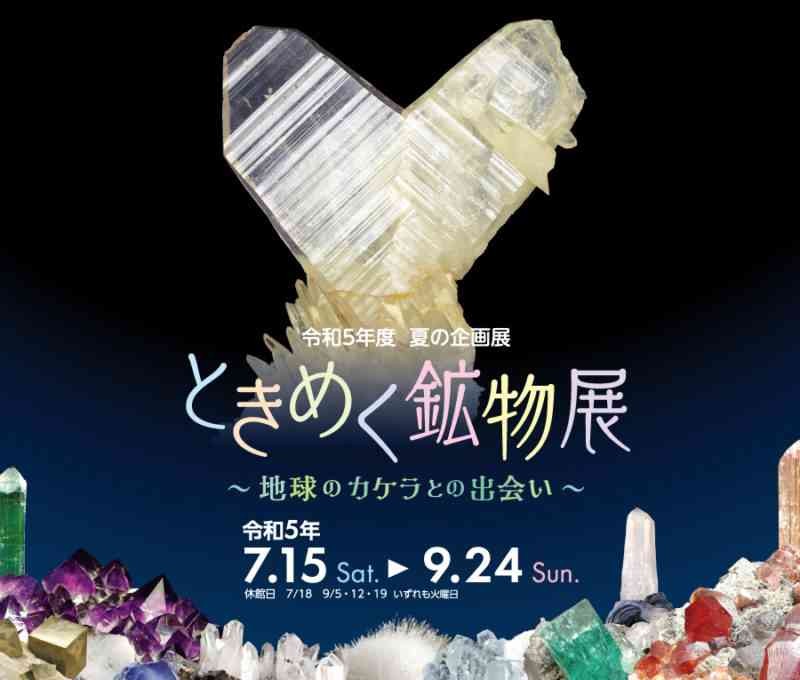 島根県大田市のイベント「三瓶自然館夏の企画展『ときめく鉱物展～地球のカケラとの出会い～』」のチラシ