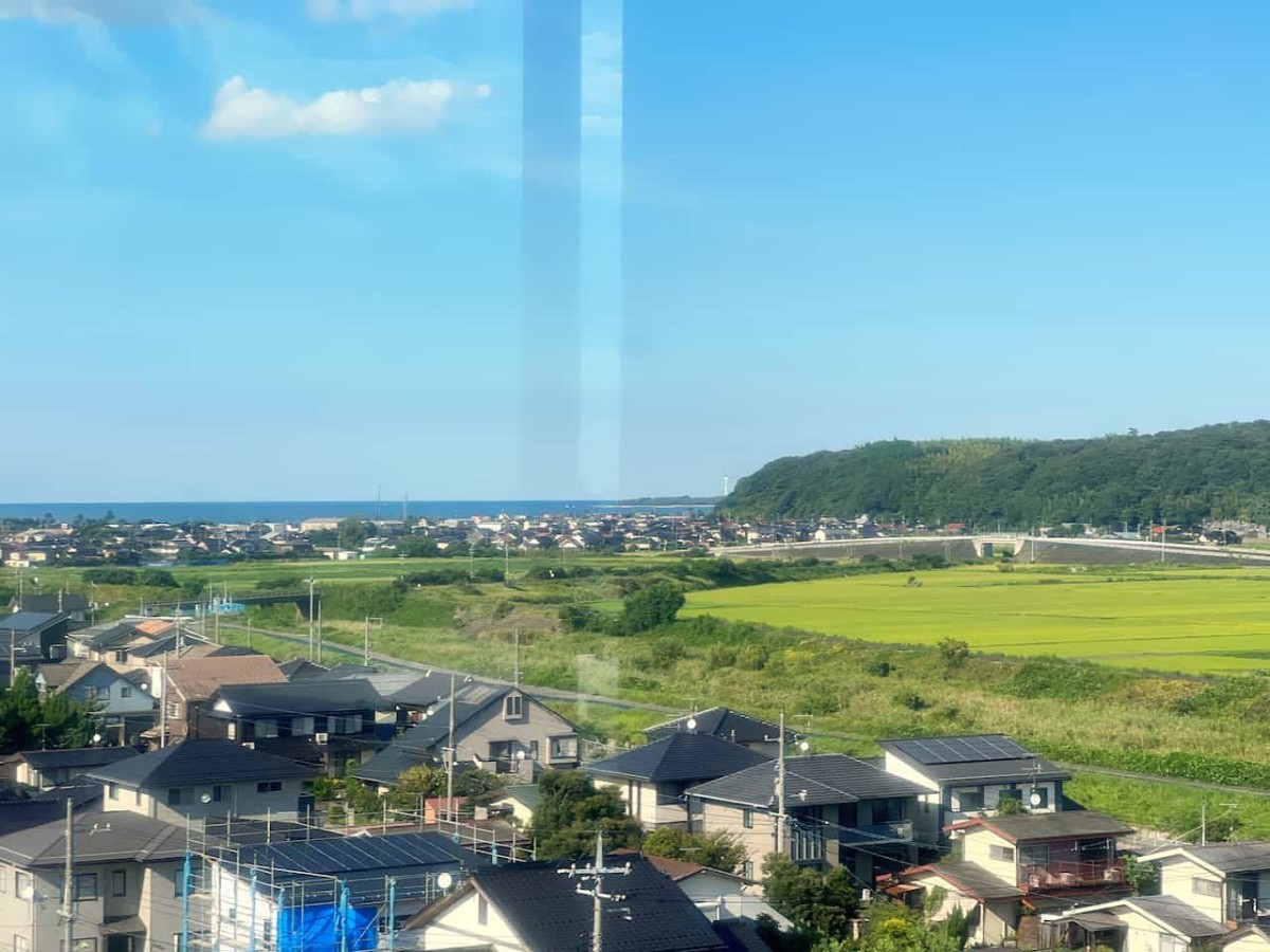鳥取県米子市の『お菓子の壽城』の展望天守閣からの眺め