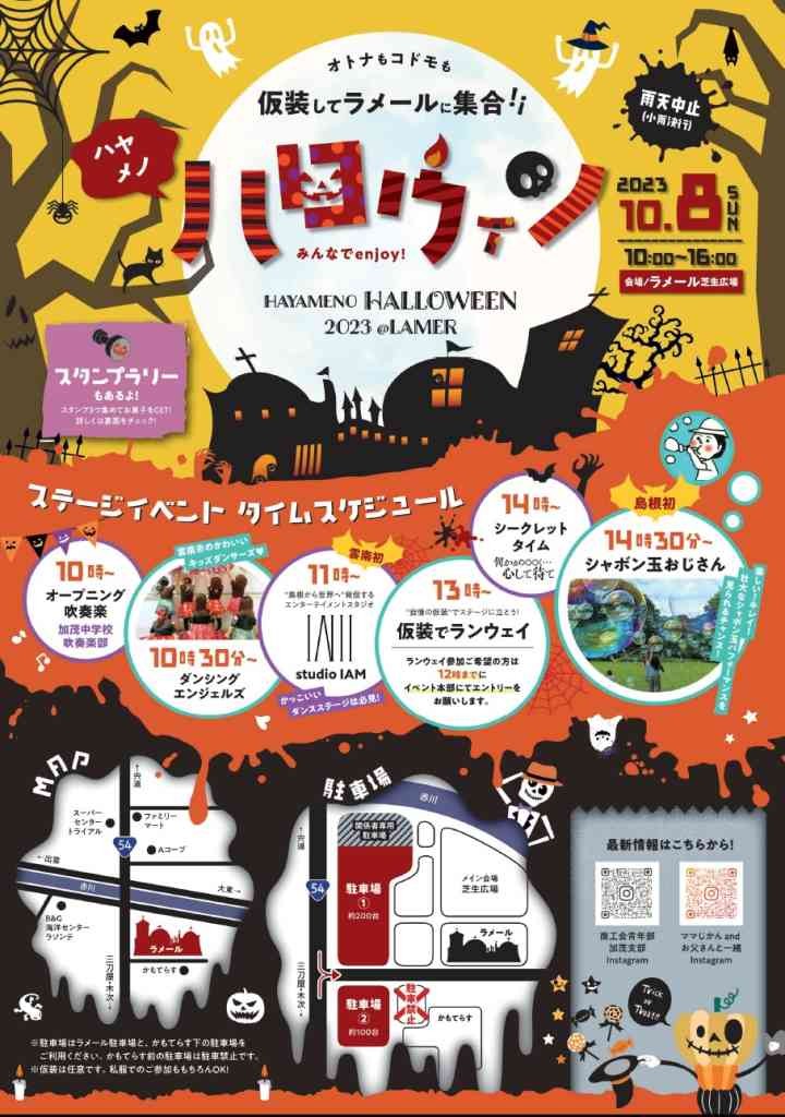 島根県雲南市のイベント「ハヤメノ ハロウィン」のチラシ