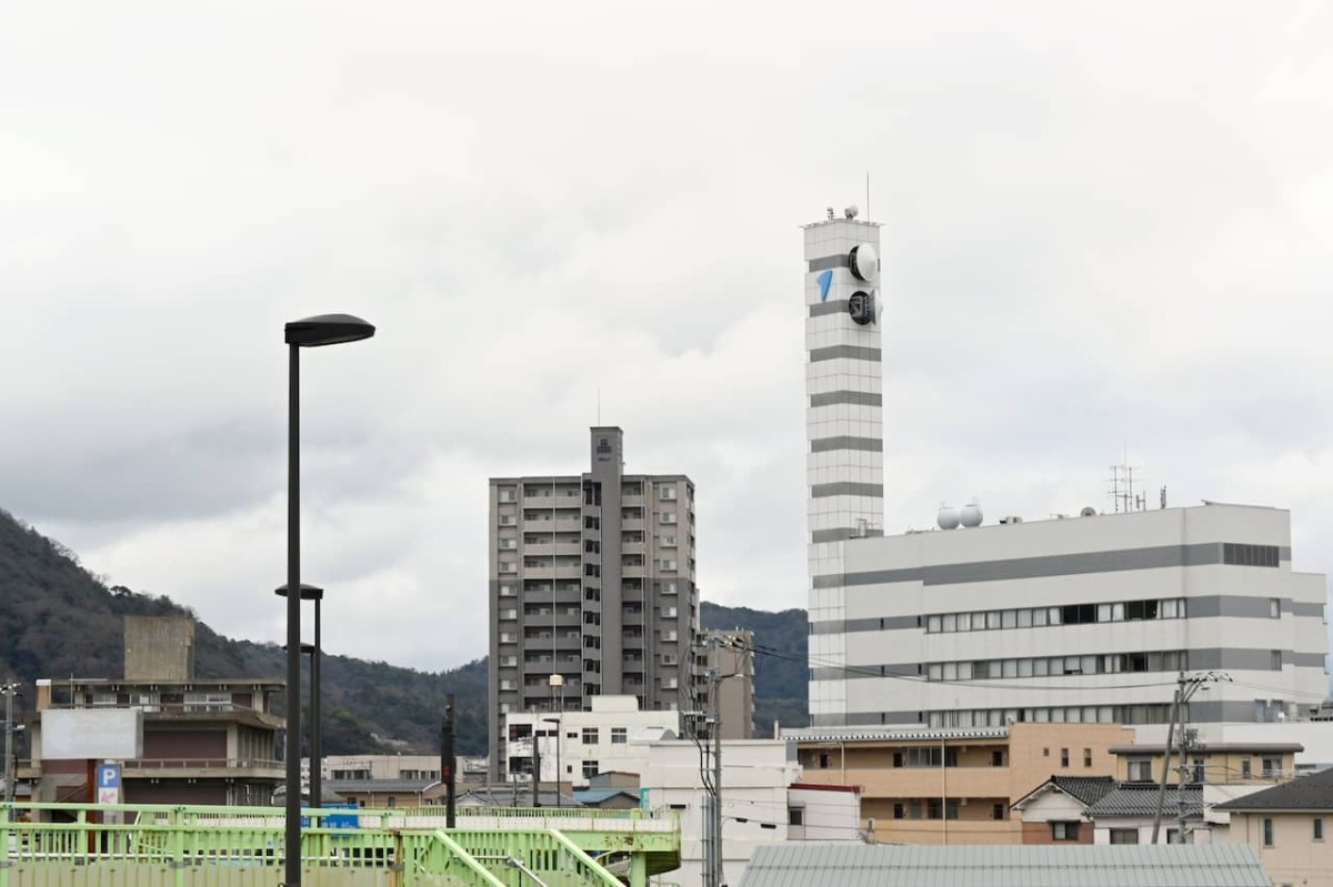 鳥取県鳥取市にある「丸山交差点」の歩道橋から見える景色