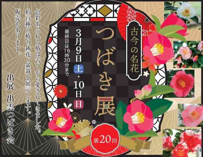 島根県出雲市のイベント「古今の名花　つばき展」のチラシ