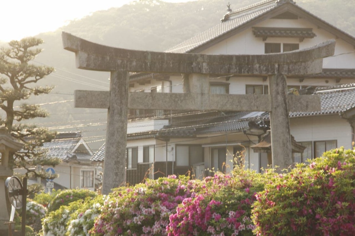 三隅神社の鳥居とツツジ