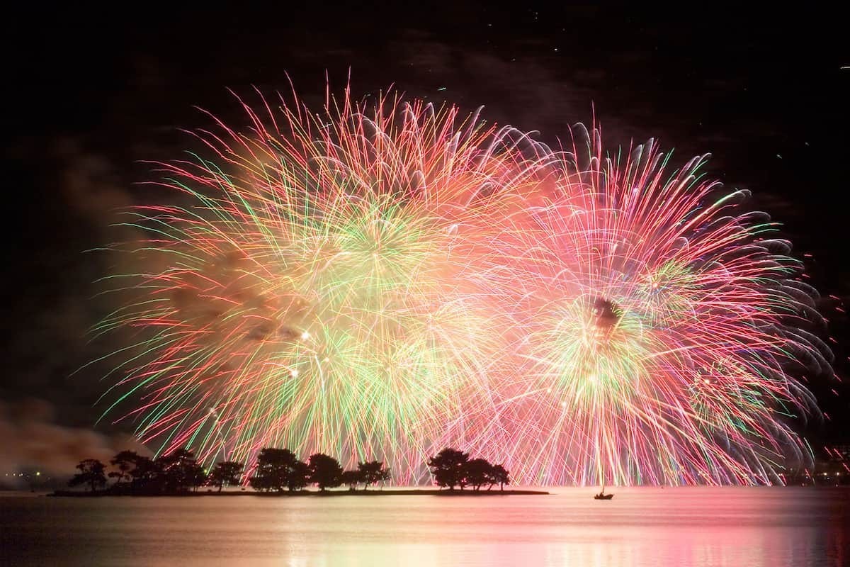 松江水郷祭の湖上花火