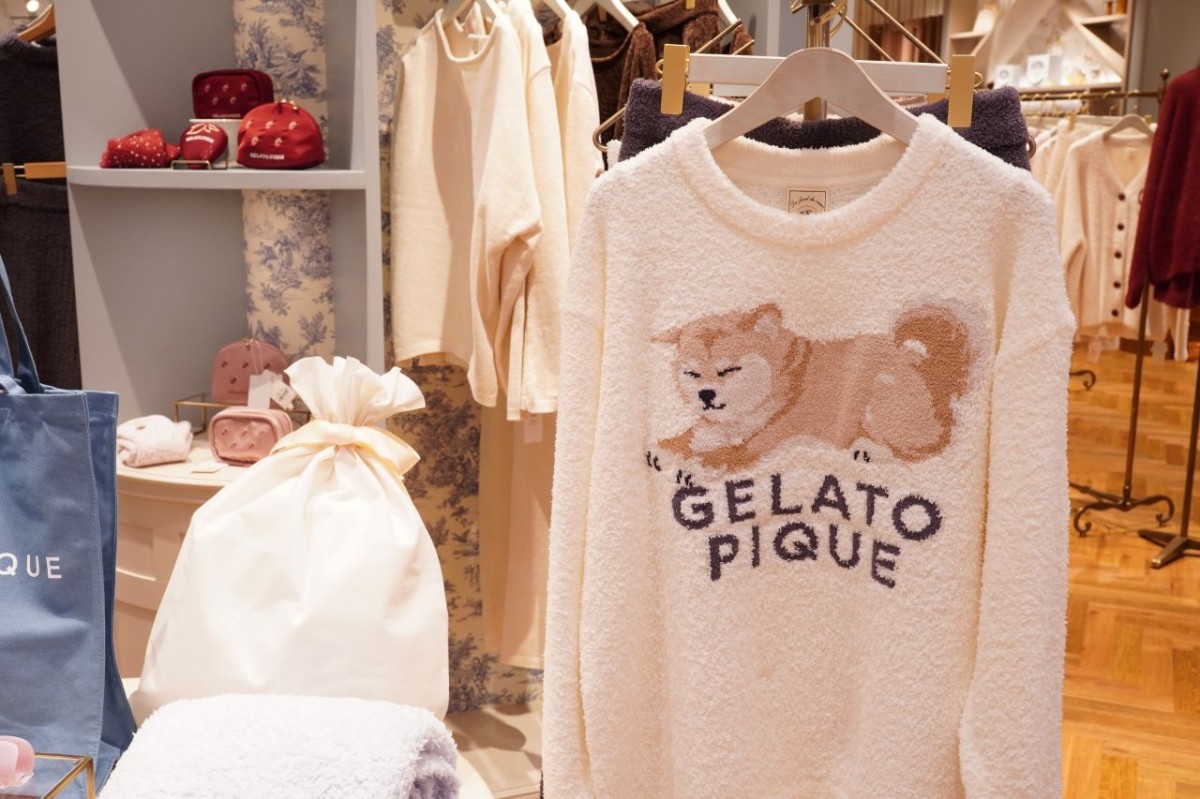 ジェラート ピケの松江店オープン限定、柴犬モチーフのプルオーバーとロングパンツのセット