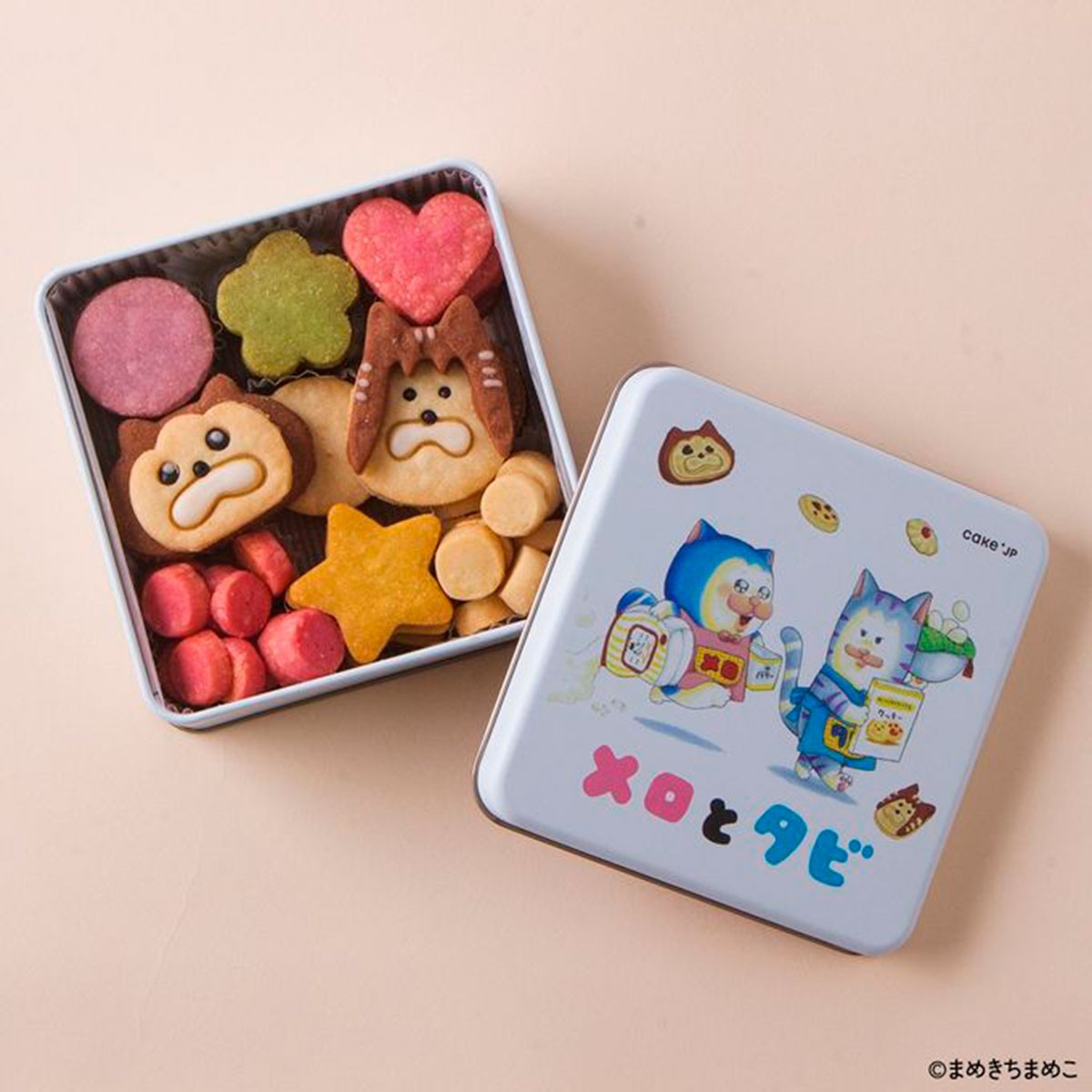 『Cake.jp』の『メロとタビ』クッキー缶
