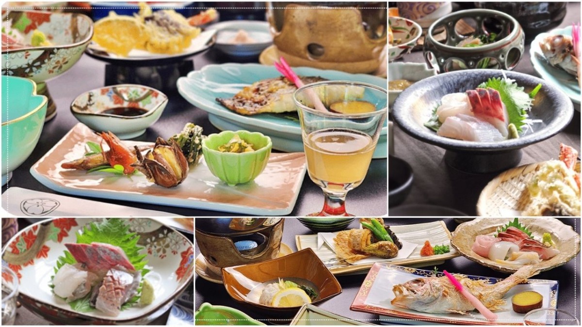 仁摩町にある「湯迫温泉旅館」の食事