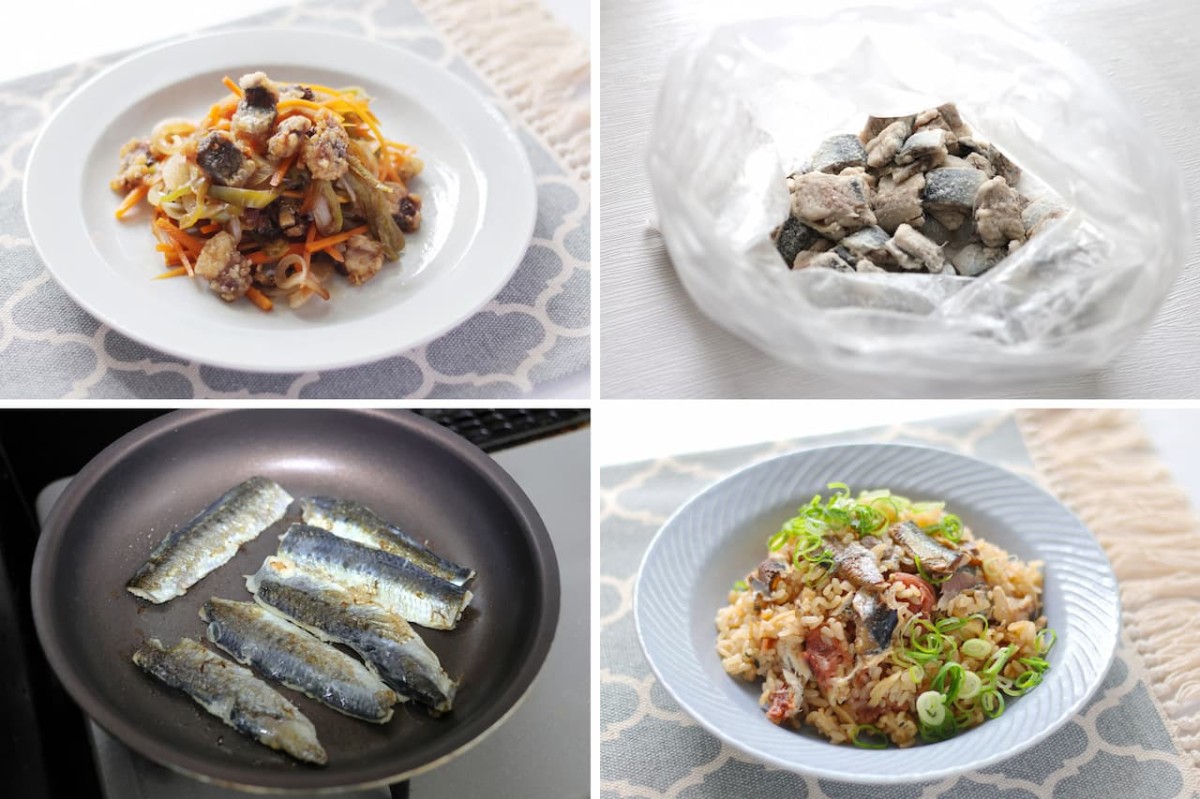 鳥取県境港市『明成フーズ』の「【加熱用】境港産いわしフィーレ１kg２袋セット」で作る「梅いわしの炊き込み」と「いわしの南蛮漬け」