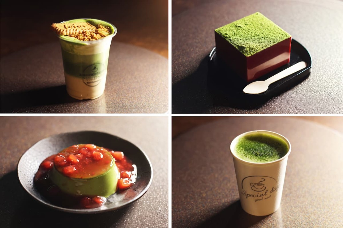 島根県松江市にあるカフェ『ぐりはまっちゃ』の抹茶スイーツコラージュ画像