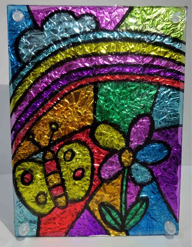 多色ステンドグラス風アート作品 ステンドグラス風オブジェが